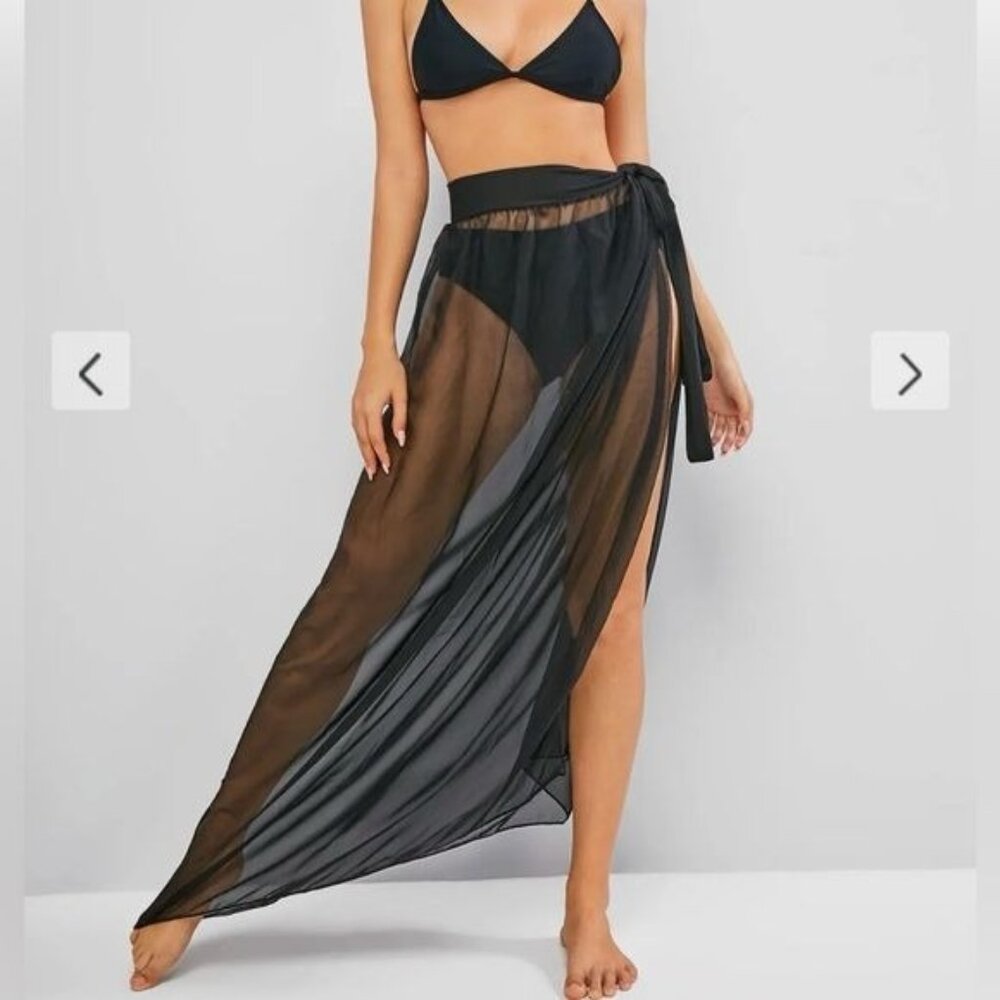 Zaful See Through Maxi Wrap Skirt Sheer
